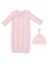 Kimono Gown & Knotted Hat Set, Antoinette Stripe