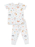 Child's pajamas featuring cute animal illustrations on a light background. Soft, comfy fabric for sleepwear.