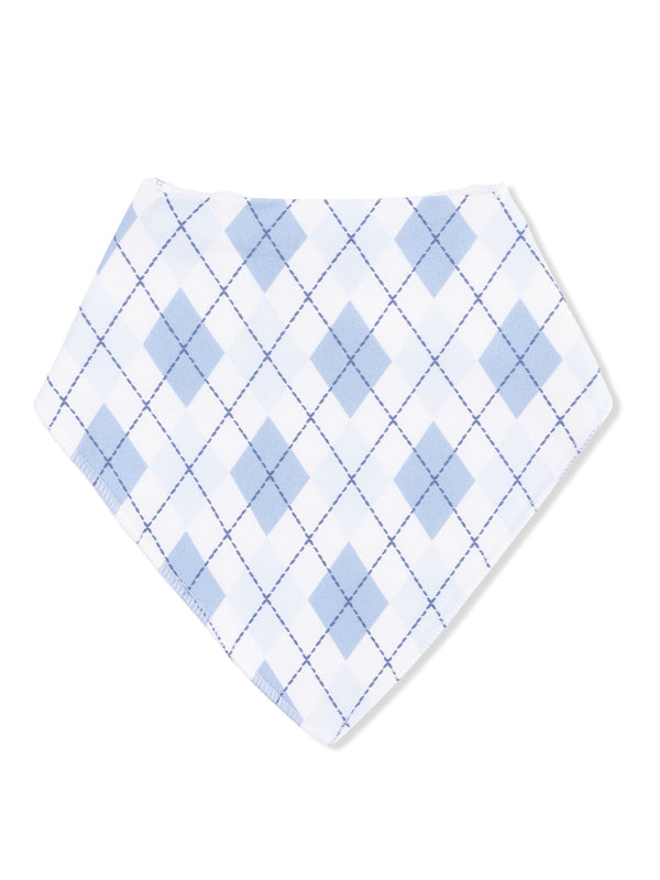 Light blue and white checkered bandana with a diamond pattern, angled view against a white background.