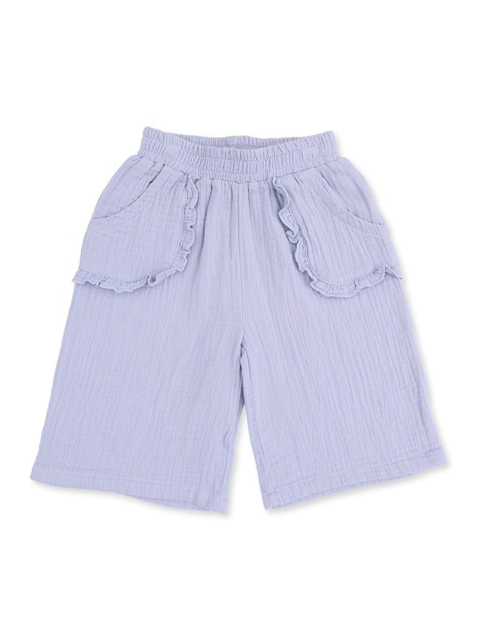 Wide Leg Pant w/ Ruffle Pocket, Zen Blue