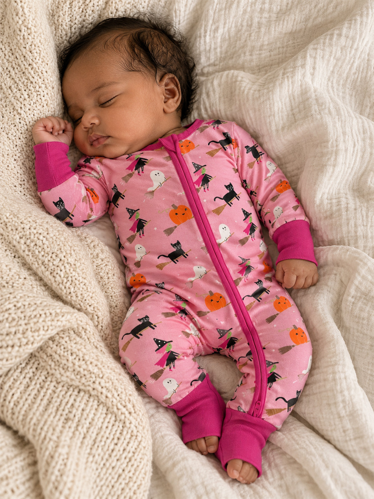 2-Way Convertible Zip Romper, Broomstick Friends Pink