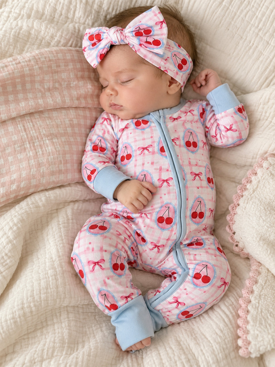 2-Way Zip Romper, Coquette Cherries