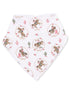 White bandana featuring a playful cowboy and cowgirl pattern with horses, flowers, and cacti.