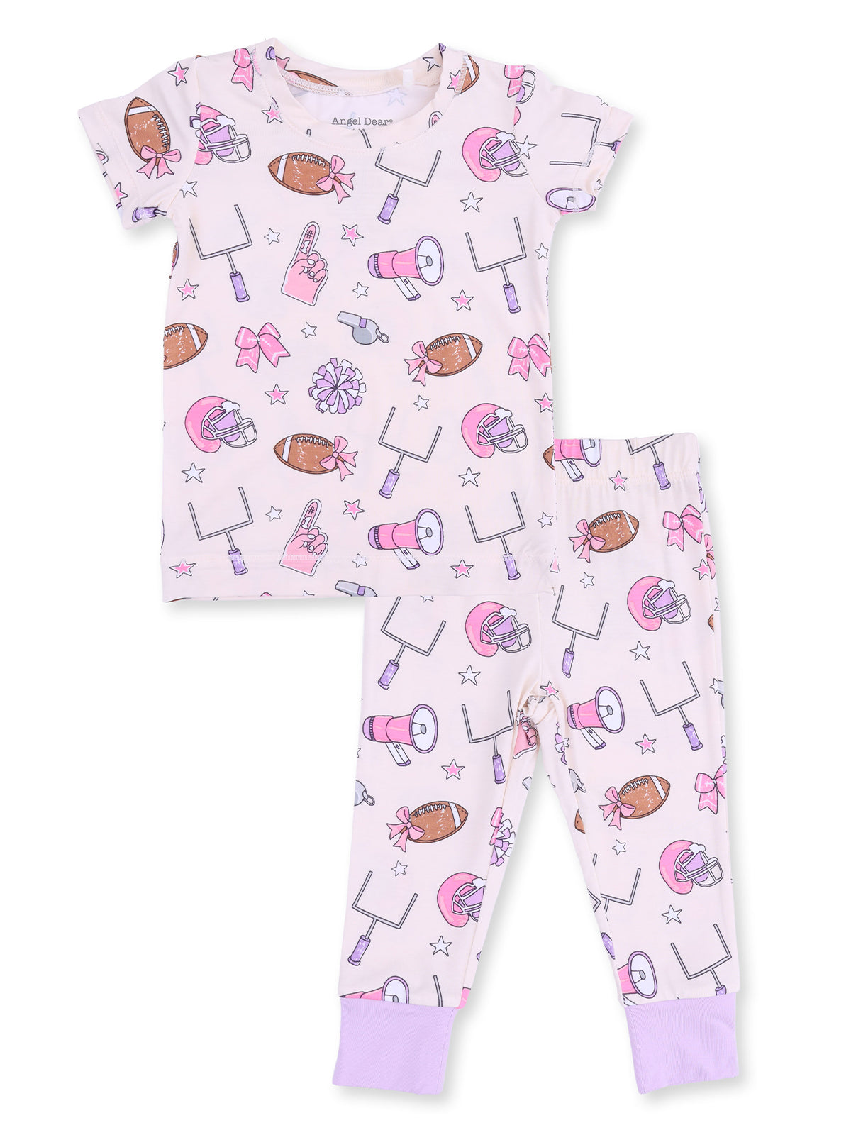 Short Sleeve Loungewear Set, Football Cheer