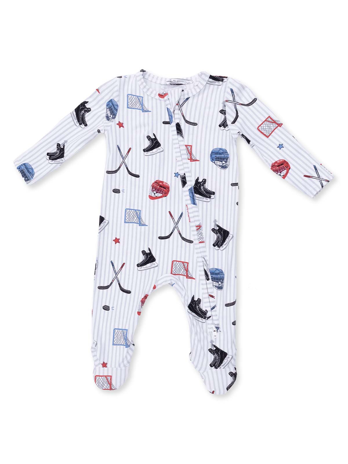 2-Way Zip Footie, Hockey Stripe