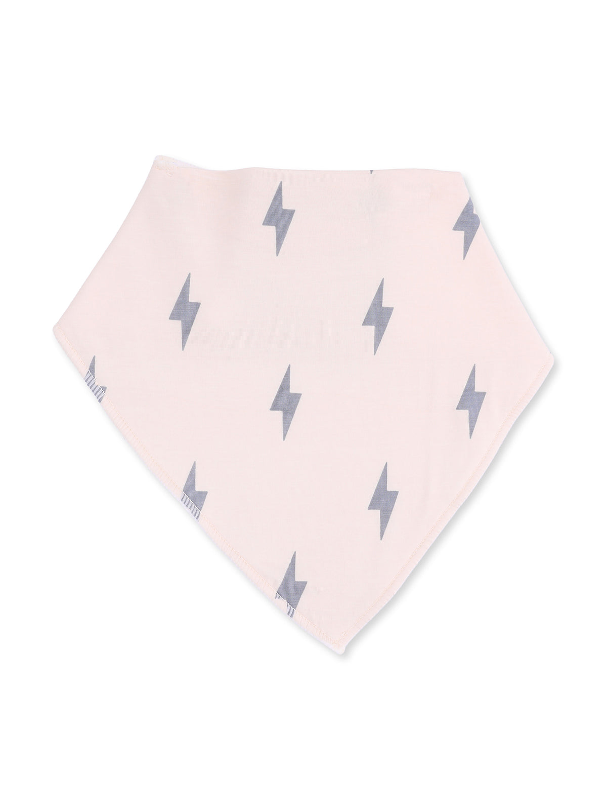 Light pink bandana with gray lightning bolt patterns, designed for stylish and playful wear.