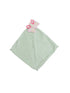 Mint green security blanket with a butterfly plush toy attached at the top corner.