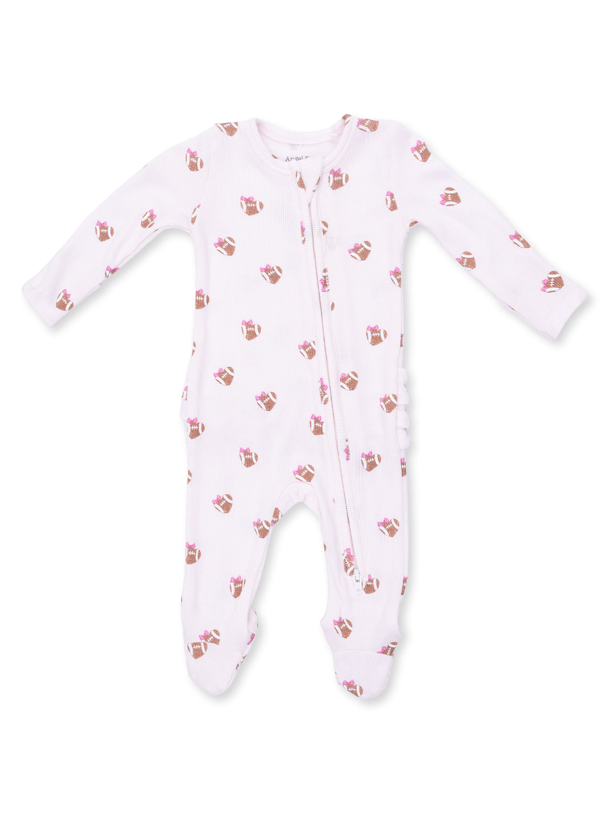 White baby onesie with cupcake prints and zip closure, perfect for infants and toddlers.