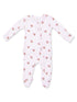 White baby onesie with cupcake prints and zip closure, perfect for infants and toddlers.
