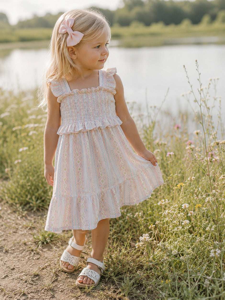Smocked Ruffle Sundress, Ogee Floral