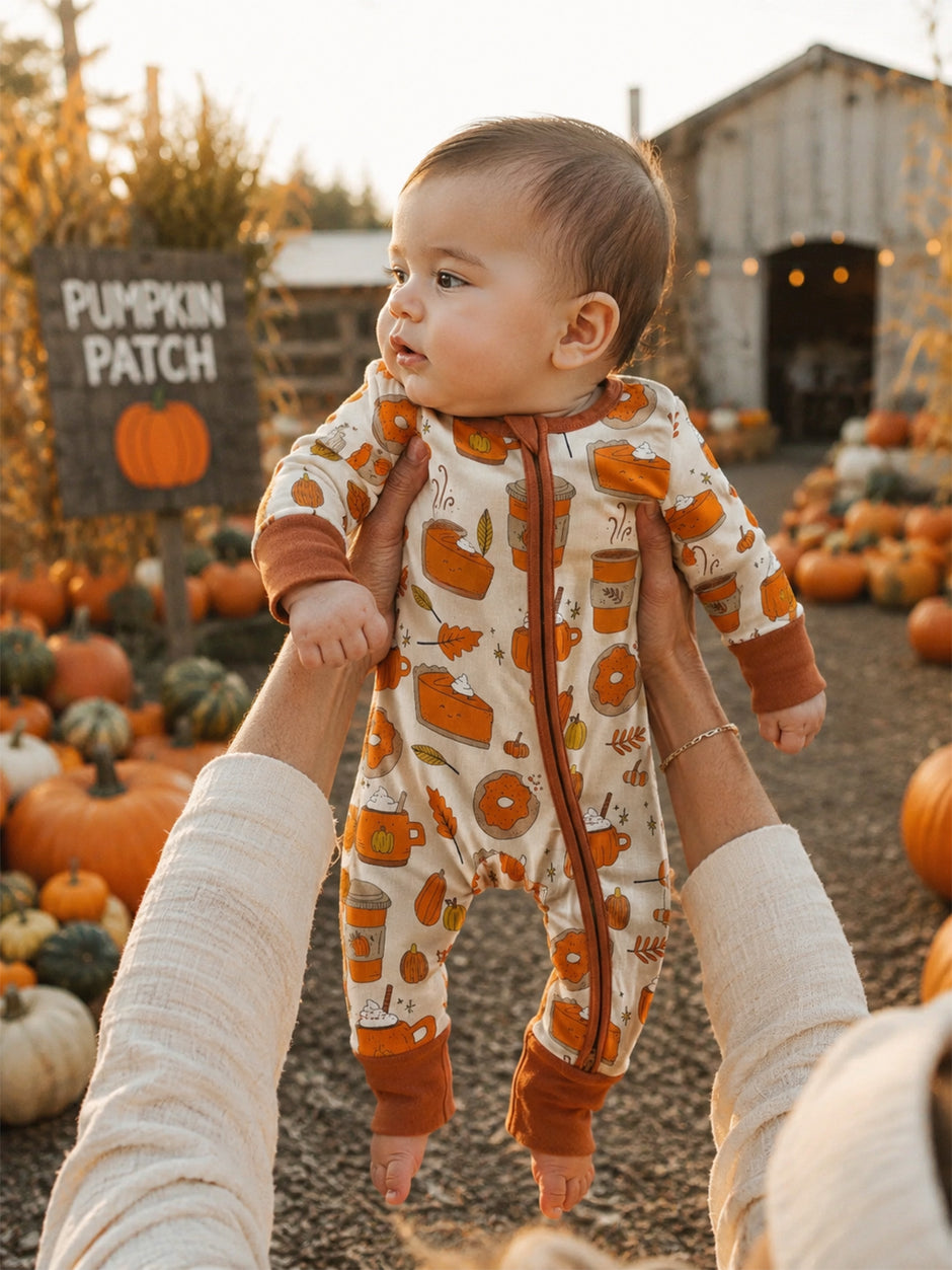 2-Way Convertible Zip Romper, Pumpkin Spice Latte