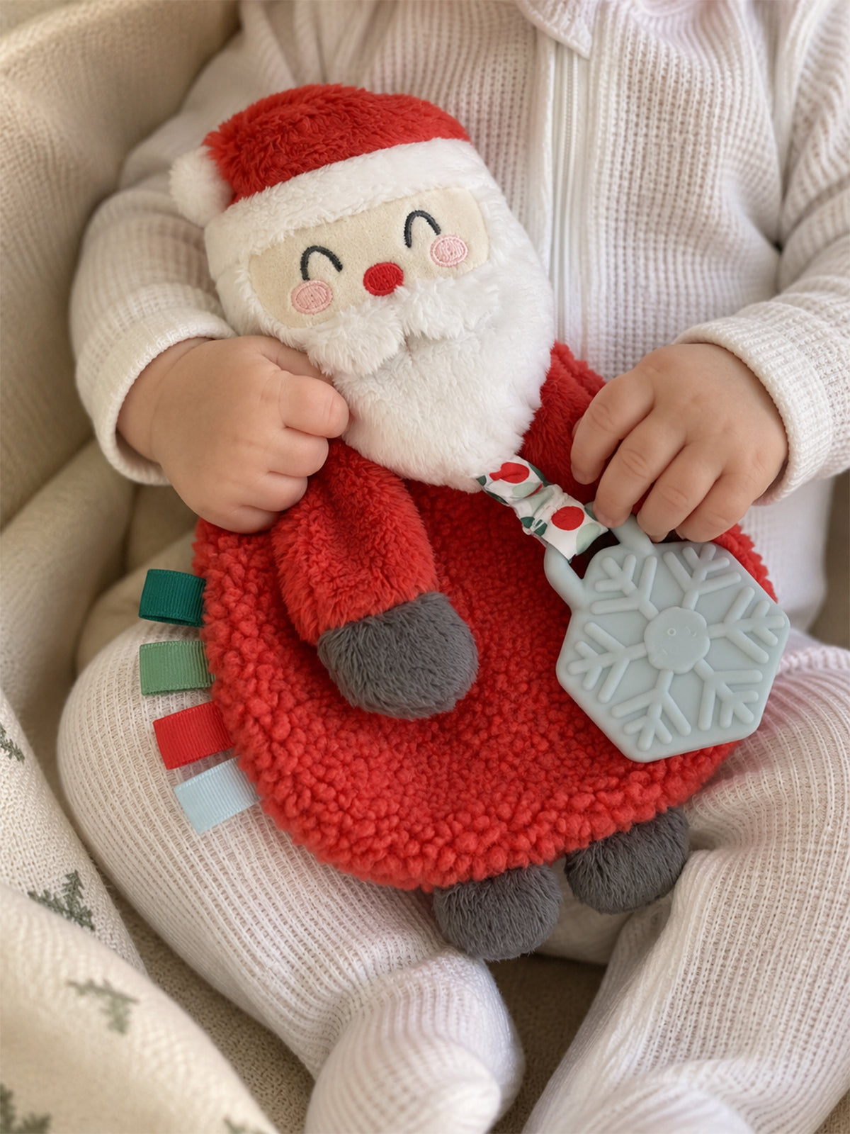 Itzy Lovey™ Plush Teether Toy, Holiday Santa