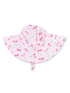 Light pink sun hat with cherry and bow pattern, designed for children's sun protection.