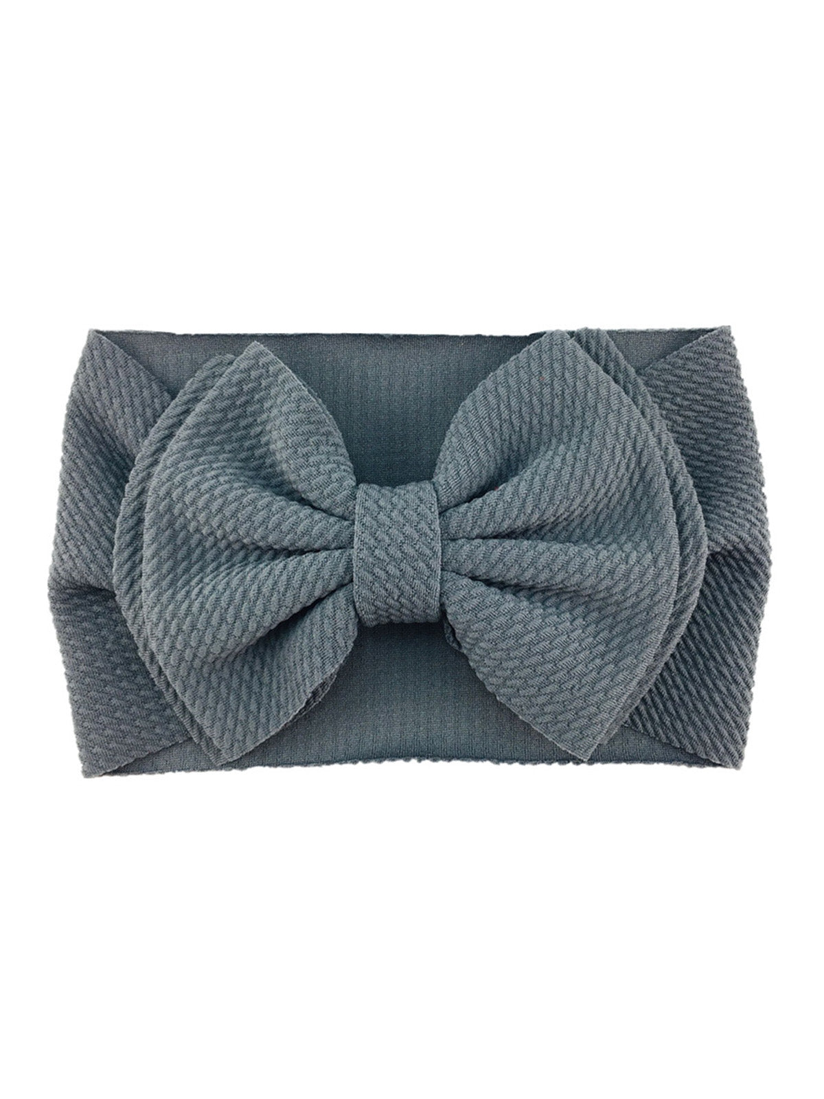 Gray fabric headband with a large, textured bow on the front.