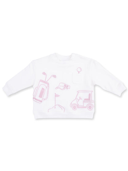 Drop Sleeve Sweatshirt, White/Pink Golf