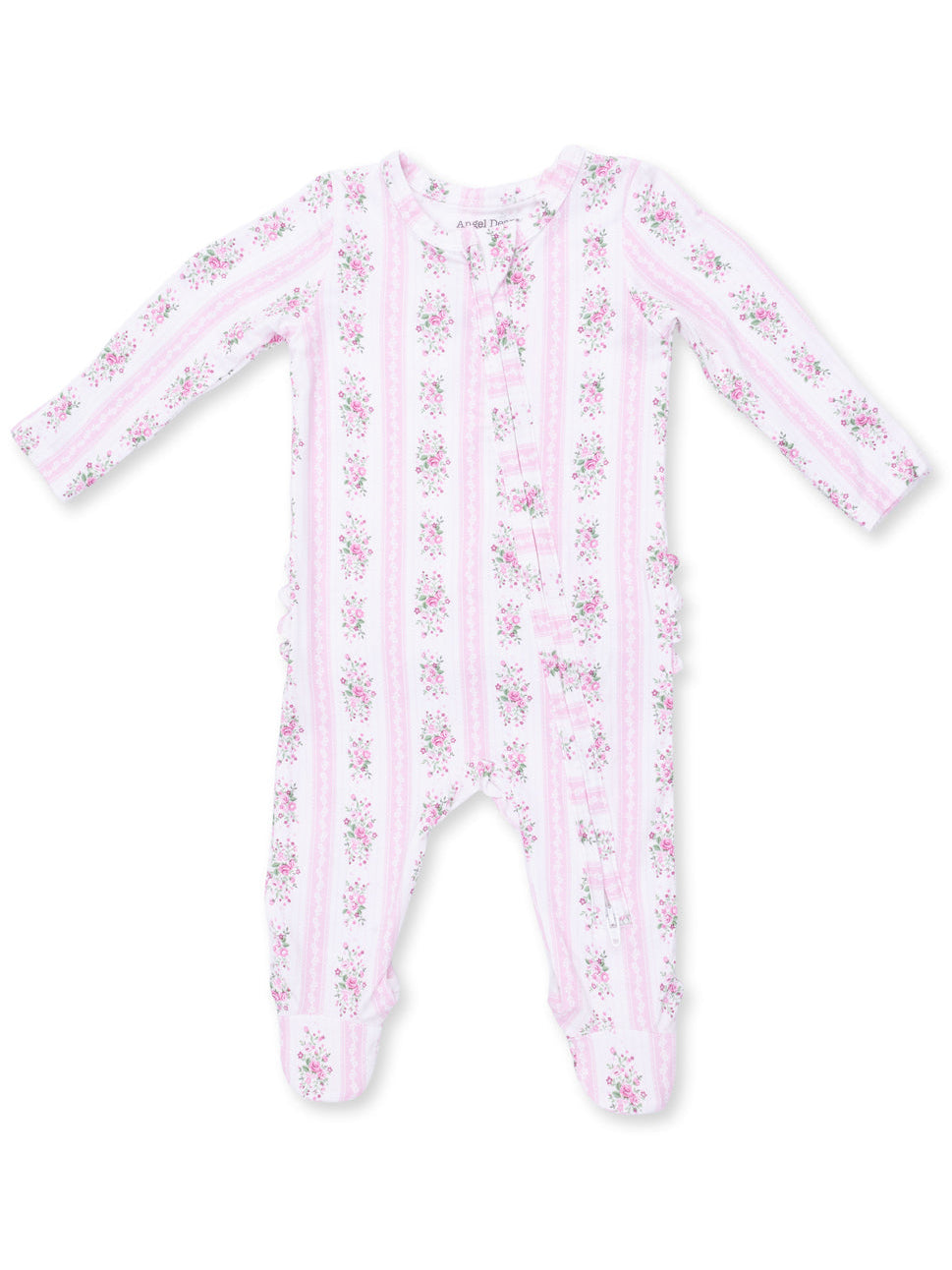 2-Way Zip Ruffle Footie, Bella Rose Stripe