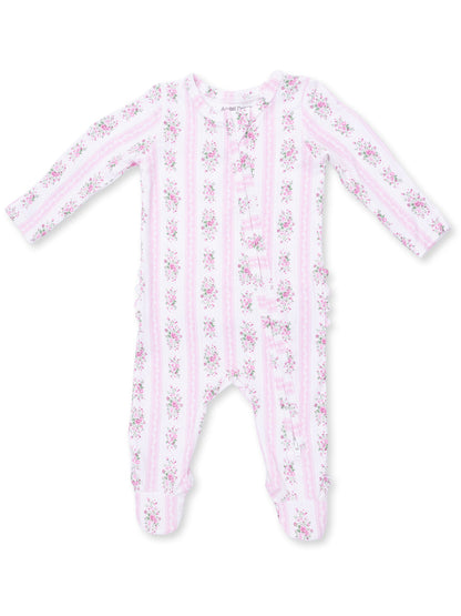 2-Way Zip Ruffle Footie, Bella Rose Stripe
