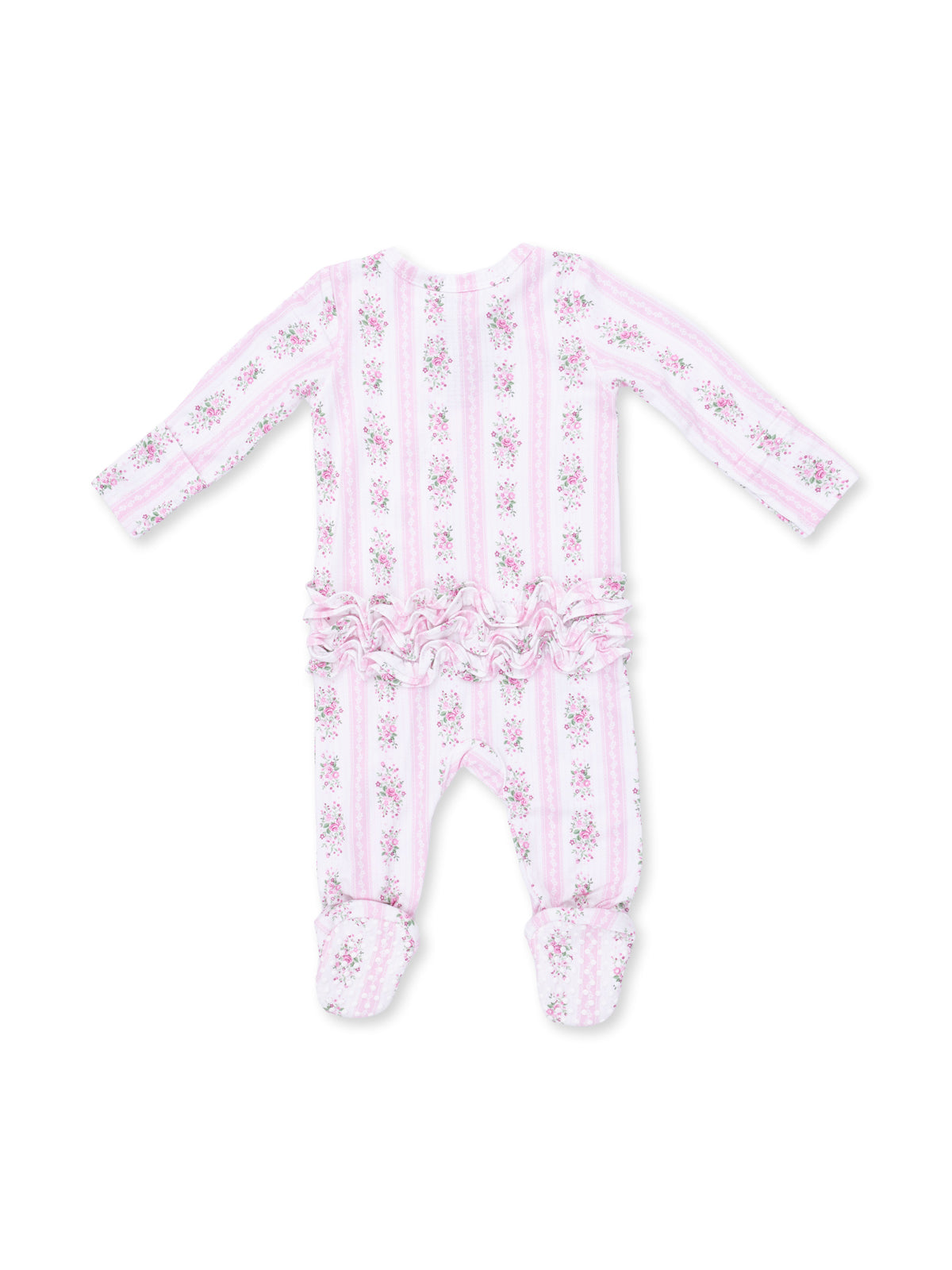 2-Way Zip Ruffle Footie, Bella Rose Stripe