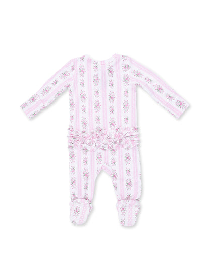 2-Way Zip Ruffle Footie, Bella Rose Stripe