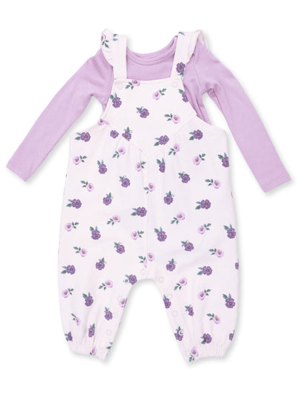 Ruffle V-Overalls and Long Sleeve Bodysuit, Violetta Floral