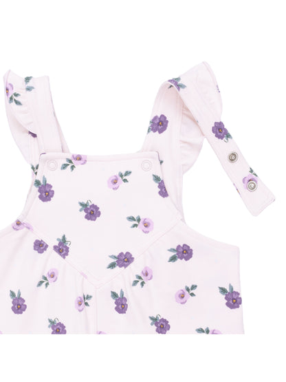 Ruffle V-Overalls and Long Sleeve Bodysuit, Violetta Floral