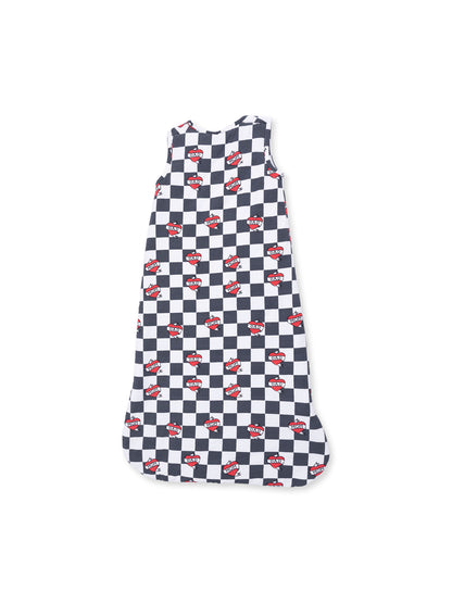 Sleep Bag, Heart Tattoo Check Black