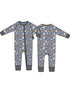 2-Way Zip Romper, Halloween Monster Dress Up Blue