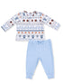 Long Sleeve Henley & Jogger, Football Stripe