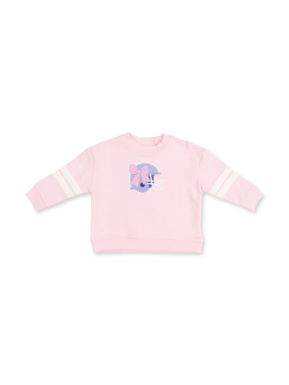 Drop Sleeve Varsity Stripe Sweatshirt, Football Helmets Pink