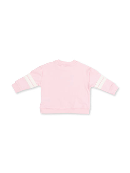 Drop Sleeve Varsity Stripe Sweatshirt, Football Helmets Pink