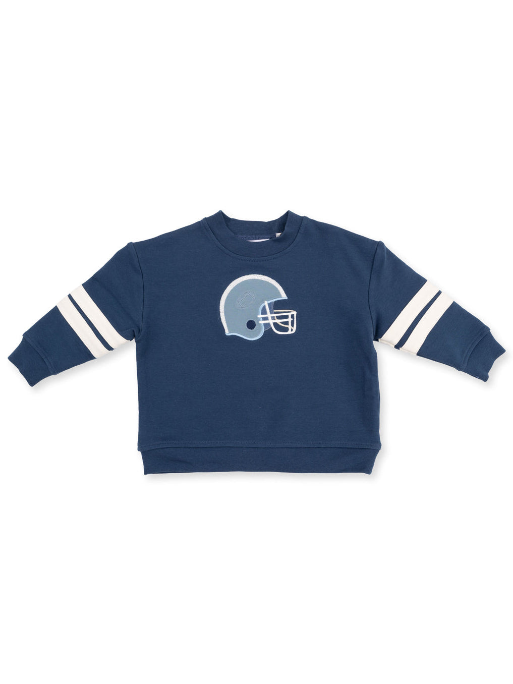 Drop Sleeve Varsity Stripe Sweatshirt, Football Helmets Blue