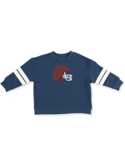 Drop Sleeve Varsity Stripe Sweatshirt, Football Helmets Maroon