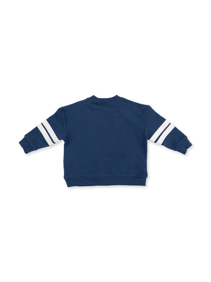 Drop Sleeve Varsity Stripe Sweatshirt, Football Helmets Maroon