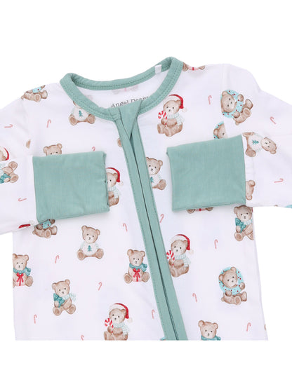 2-Way Zip Romper, Christmas Teddy Bears Uni