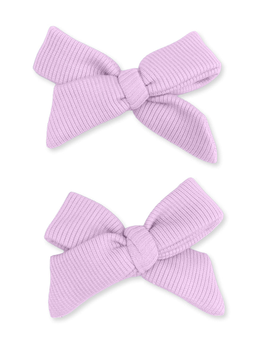 2-Pack Hair Bows w/Clips, Winsome Orchid Ribbed