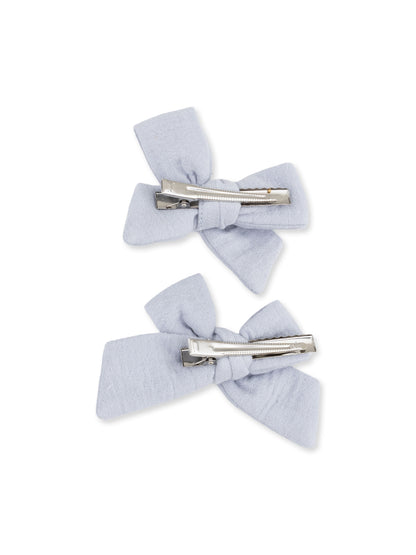 2-Pack Hair Bows w/Clips, Zen Blue Muslin