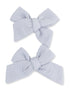 2-Pack Hair Bows w/Clips, Zen Blue Muslin