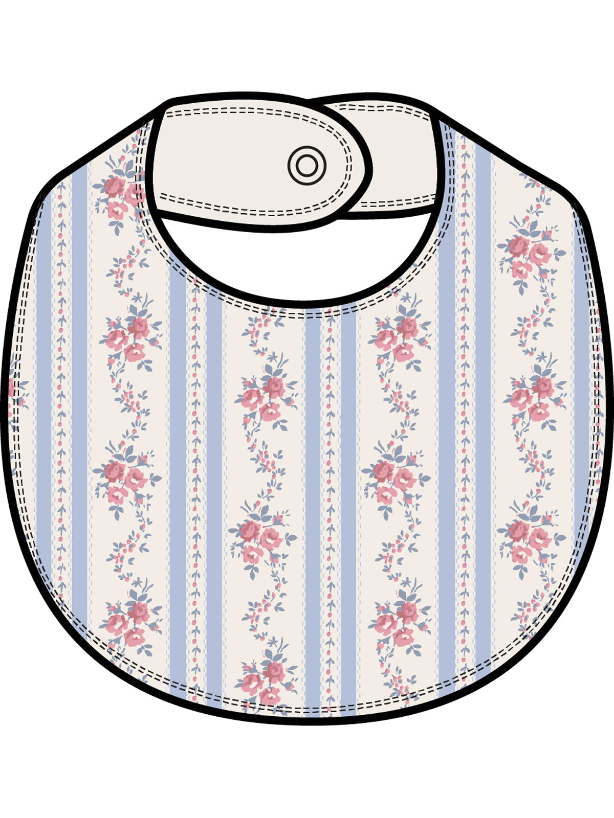 Feeding Bib, Anna Floral Stripe
