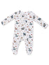 Baby footed pajamas featuring colorful animal and nature prints. Perfect for cozy comfort and playful adventures.