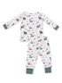Children's pajama set featuring playful animal and nature designs in soft, breathable fabric. Ideal for cozy sleep.