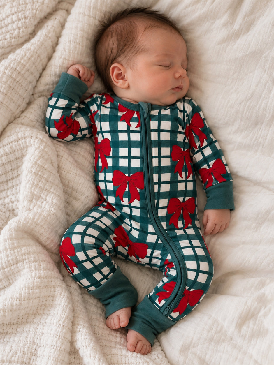 2-Way Zip Romper, Yuletide Bows